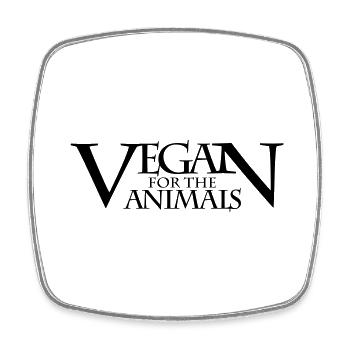 VEGAN FOR THE ANIMALS - Square fridge magnet - white - Front
