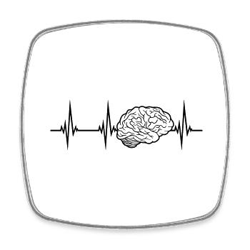 Heartbeat brain design - Square fridge magnet - white - Front