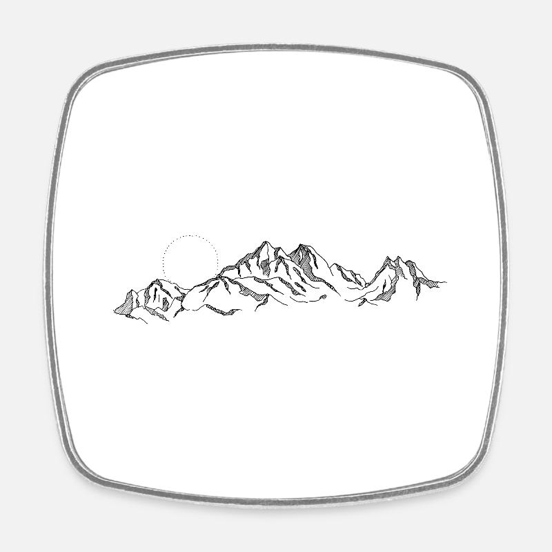 mountains - Square fridge magnet - white