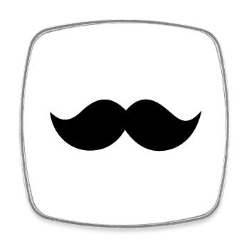Mustache - Square fridge magnet - white - Front