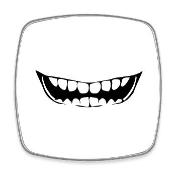 Design "laughing mouth" teeth - Square fridge magnet - white - Front