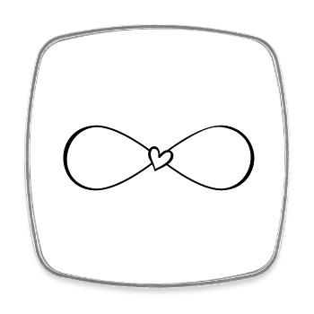 Symbole de l'infini Infinity avec coeur - Magnet carré - blanc - Devant