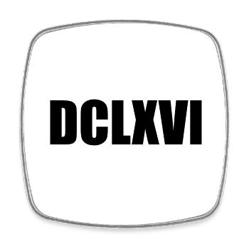 Nerdy Design "DCLXVI" - Römisch 666 - Viereckiger Kühlschrankmagnet - Weiß - Vorne