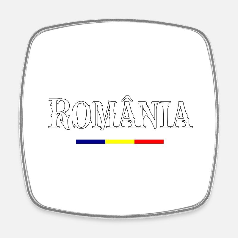 ROMANIA, România - Square fridge magnet - white
