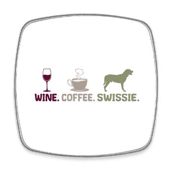 Grand Sennenhund Suisse Swissie Vin Café - Magnet carré - blanc - Devant