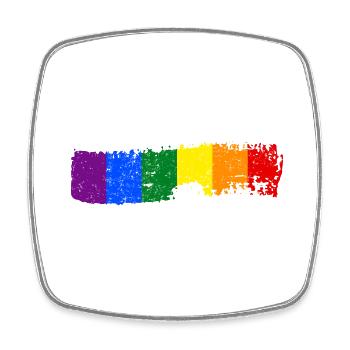 Pinselstrich Regenbogenflagge - Viereckiger Kühlschrankmagnet - Weiß - Vorne