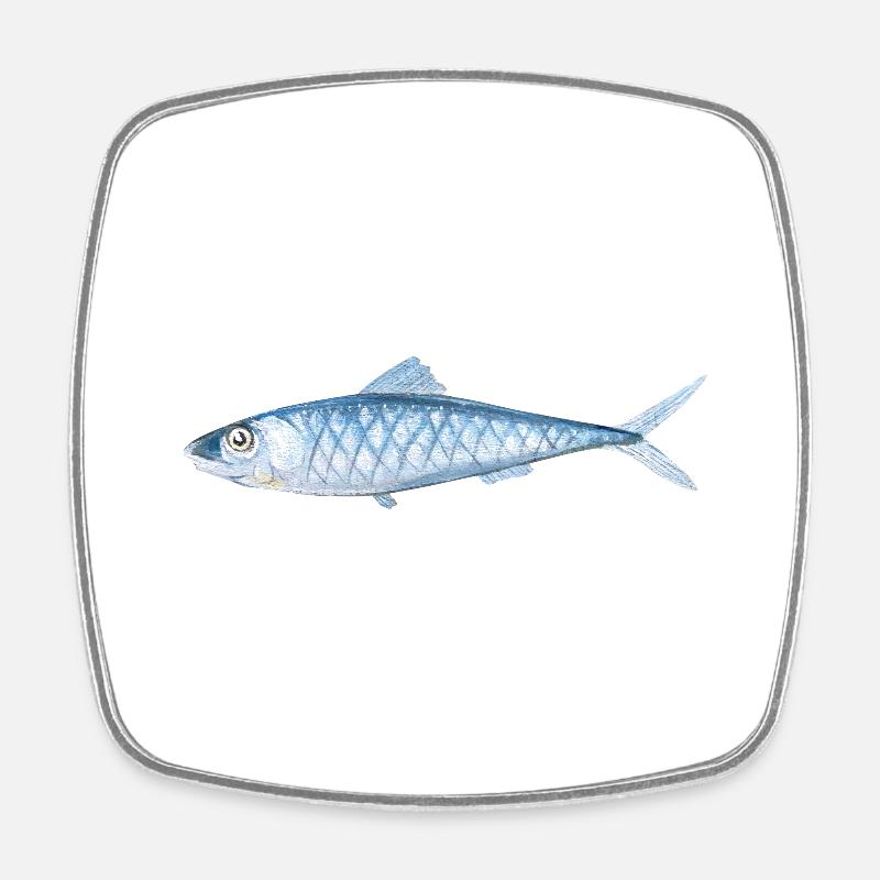 Painted fish - Square fridge magnet - white