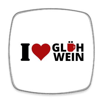 I love Glühwein - Viereckiger Kühlschrankmagnet - Weiß - Vorne