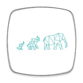 Elephant Geometric Family - Square fridge magnet - white - Front
