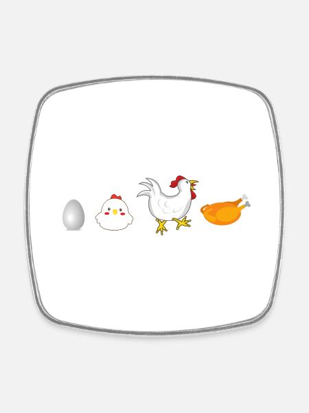 évolution œuf poulet coq poule original - Magnet carré - blanc