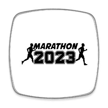 Marathon 2023 - Viereckiger Kühlschrankmagnet - Weiß - Vorne