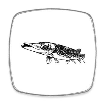 Hecht Outline von Scuba.Style - Viereckiger Kühlschrankmagnet - Weiß - Vorne