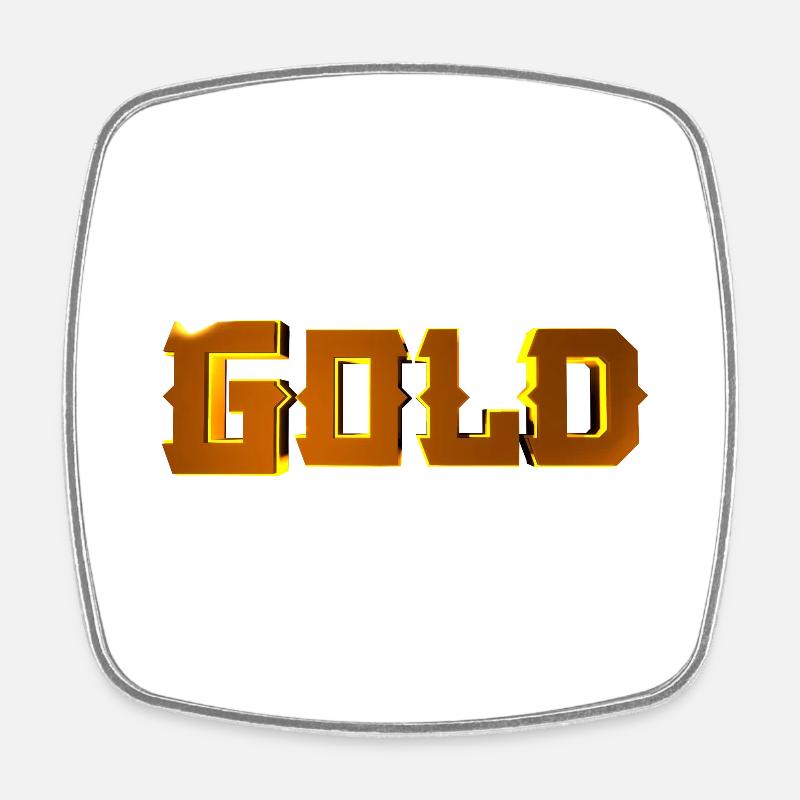 Gold Stylized Text - Square fridge magnet - white
