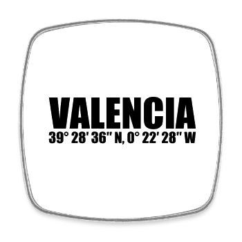Valencia Koordinaten - Viereckiger Kühlschrankmagnet - Weiß - Vorne