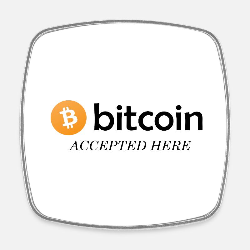 Bitcoin Accepted Here - Square fridge magnet - white