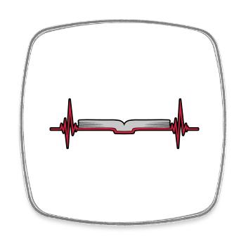 Pulse Rate Frequency Pages Book - Square fridge magnet - white - Front
