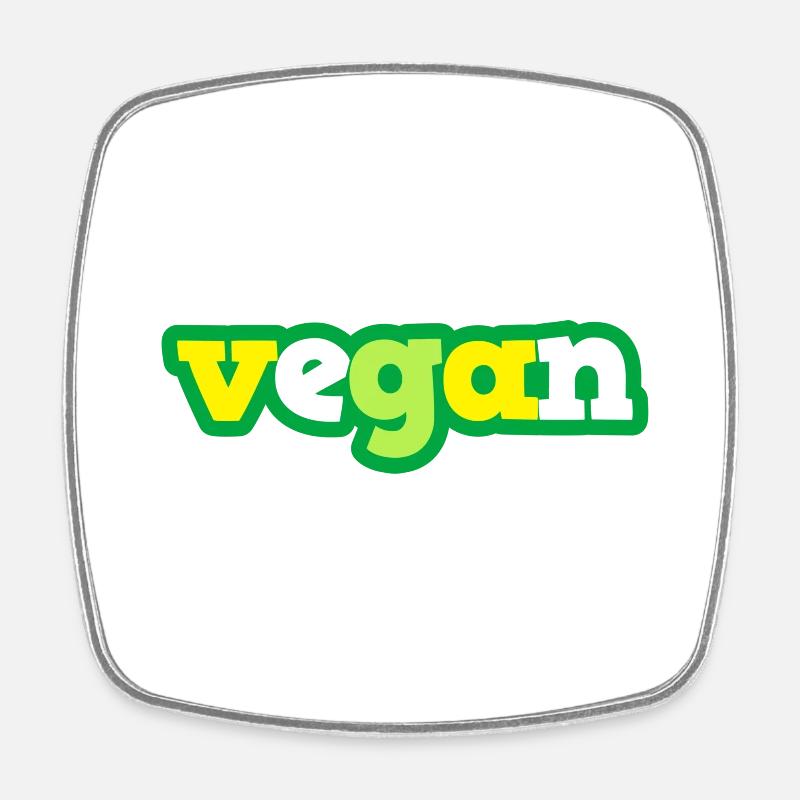Green vegan - Square fridge magnet - white