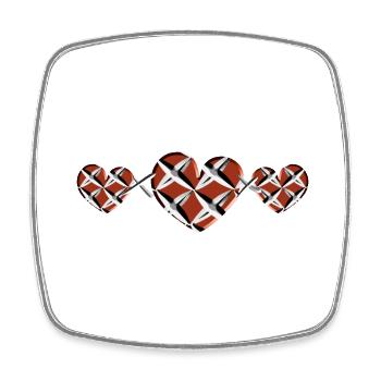 three hearts caught red crosses - Square fridge magnet - white - Front