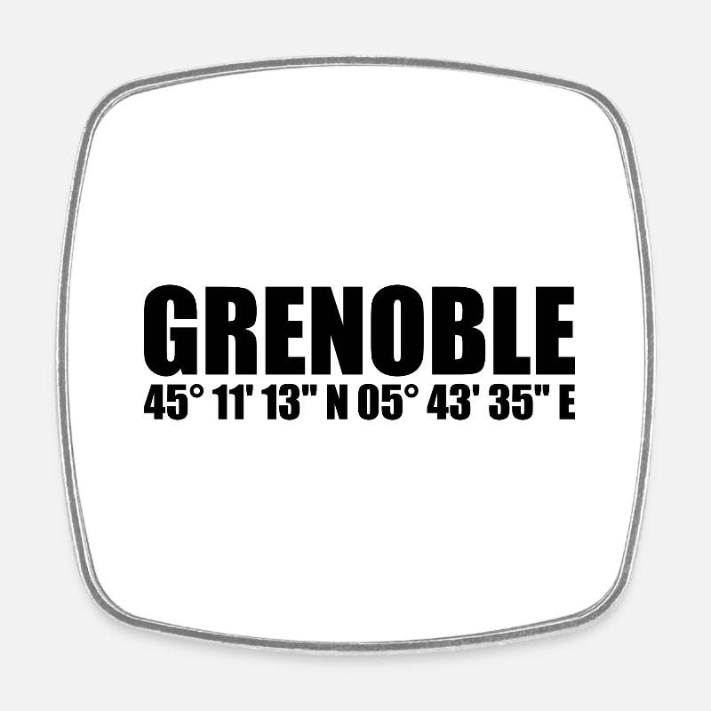 Coordonnées de Grenoble - Magnet carré - blanc