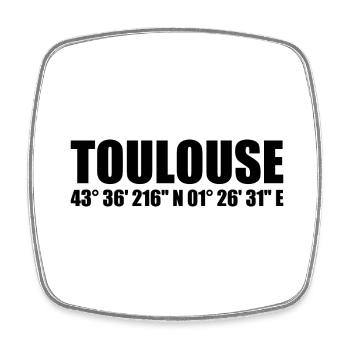 Toulouse Koordinaten - Viereckiger Kühlschrankmagnet - Weiß - Vorne