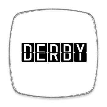 Derby Flughafentafel - Viereckiger Kühlschrankmagnet - Weiß - Vorne