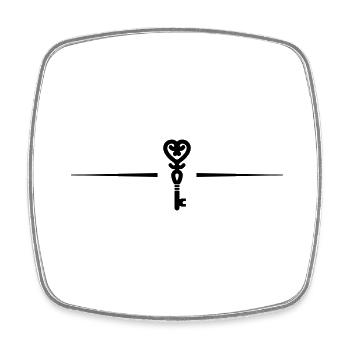 Ligne de mariage cœur clé - Magnet carré - blanc - Devant