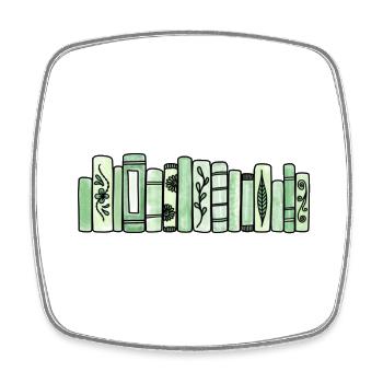 Grüne Pastellbücher - Viereckiger Kühlschrankmagnet - Weiß - Vorne
