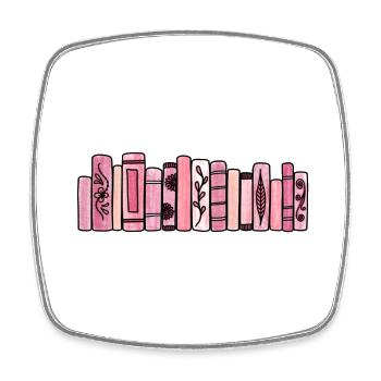 Rosa Pastellbücher - Viereckiger Kühlschrankmagnet - Weiß - Vorne