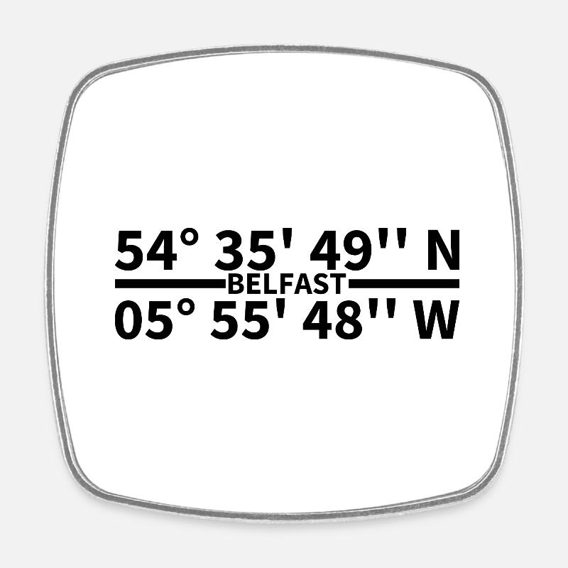 Coordonnées de Belfast - Magnet carré - blanc
