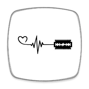 Rasierklinge Puls Herz Liebe - Viereckiger Kühlschrankmagnet - Weiß - Vorne