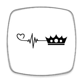 Crown Love Pulse Heart - Square fridge magnet - white - Front