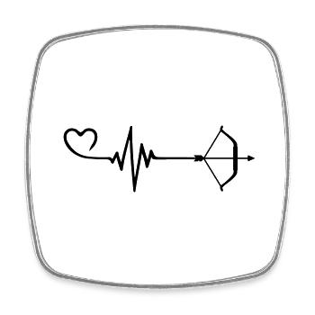Bow and Arrow Love Pulse Heart - Square fridge magnet - white - Front