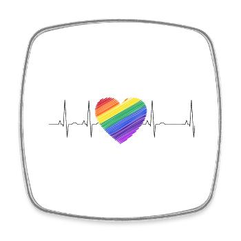 Herzklopfen Herz Regenbogen Diversität - Viereckiger Kühlschrankmagnet - Weiß - Vorne