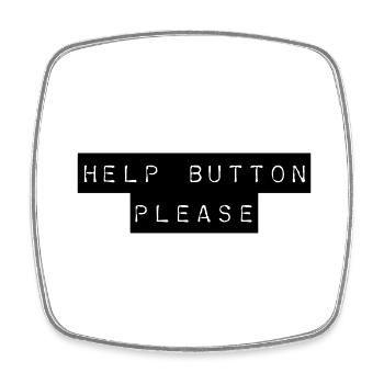 T-Shirt "Help Button please" - Viereckiger Kühlschrankmagnet - Weiß - Vorne