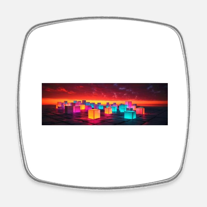 Neon Cubes au coucher du soleil - Magnet carré - blanc
