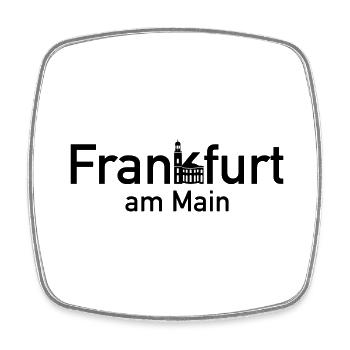 Frankfurt Main Ortsschild Skyline mit Paulskirche - Viereckiger Kühlschrankmagnet - Weiß - Vorne