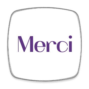 MERCI. MAÎTRESSE. MAÎTRE. MERCI MAÎTRESSE - Magnet carré - blanc - Devant