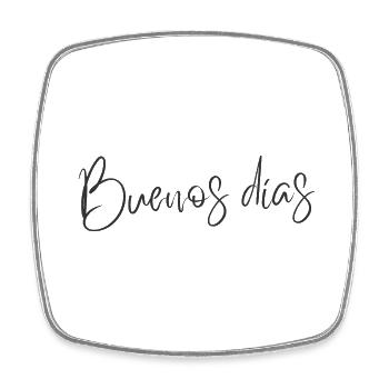 Buenos Días - Conception de texte minimaliste en espagnol - Magnet carré - blanc - Devant