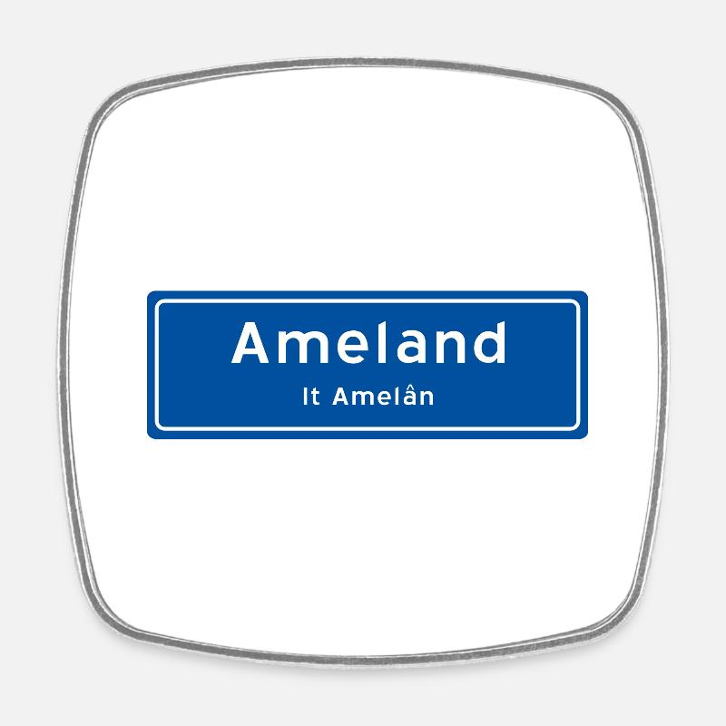 Ameland place name sign - Square fridge magnet - white