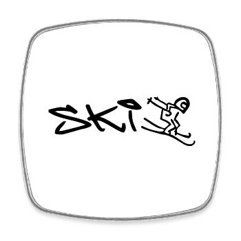 Ski alpin d’hiver - Magnet carré - blanc - Devant