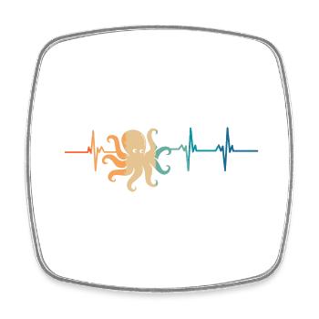 Heartbeat octopus - Square fridge magnet - white - Front