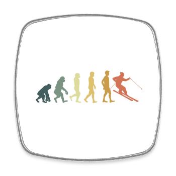 Evolution skieur - Magnet carré - blanc - Devant