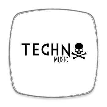 Techno-Musik-Totenkopf - Viereckiger Kühlschrankmagnet - Weiß - Vorne
