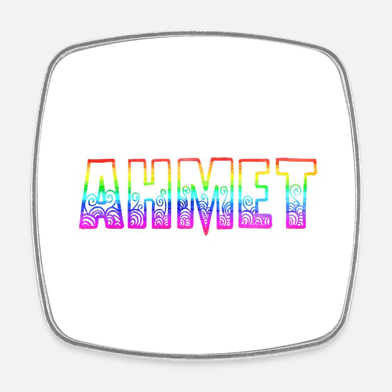 ahmet rs regenbogen - Viereckiger Kühlschrankmagnet - Weiß