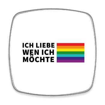 Ich liebe wen ich möchte Pride Flagge - Viereckiger Kühlschrankmagnet - Weiß - Vorne
