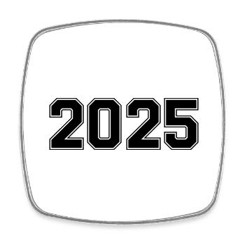 2025 - Viereckiger Kühlschrankmagnet - Weiß - Vorne
