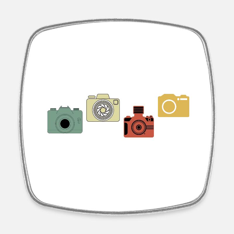 Vintage Retro Camera - Square fridge magnet - white