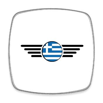 T-shirt design de style grec - Magnet carré - blanc - Devant