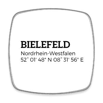 les coordonnées de Bielefeld Rhénanie-du-Nord-Westphalie - Magnet carré - blanc - Devant