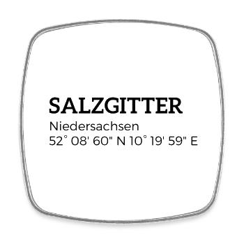 les coordonnées Salzgitter Basse-Saxe - Magnet carré - blanc - Devant
